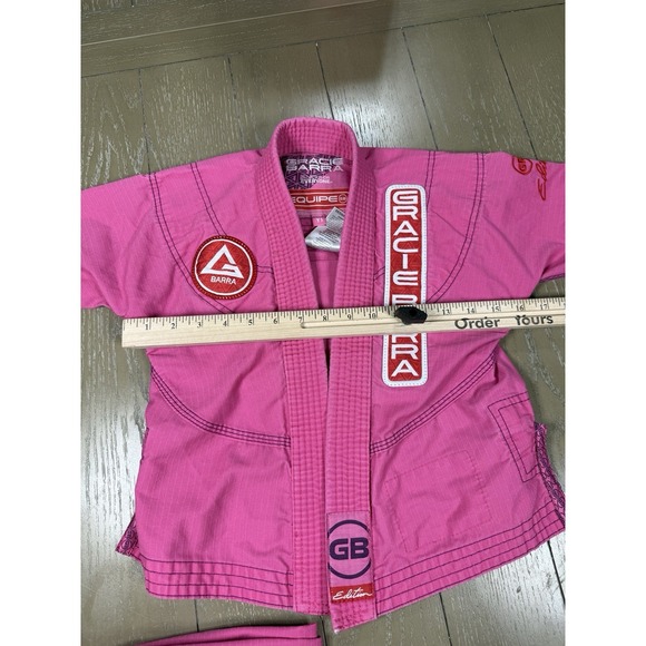 Gracie Barra Gi Y1 Hot Pink Complete Set White Belt Girls Equipe Edition